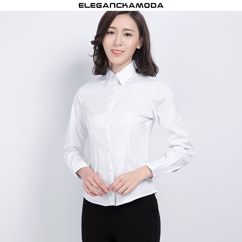 bluzka biznesowa stretch slim biała