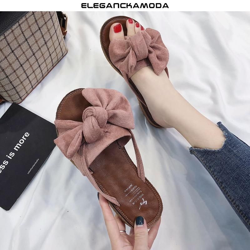 bowknot japonki damskie moda lato miękkie dno antypoślizgowe żółte