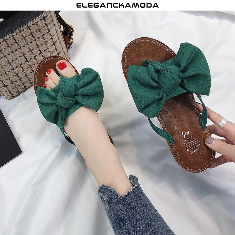 bowknot japonki damskie moda lato miękkie dno antypoślizgowe żółte