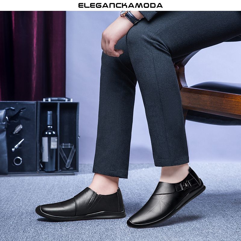 buty męskie monk business casual skórzane buty wyjściowe wygodne do jazdy czarne