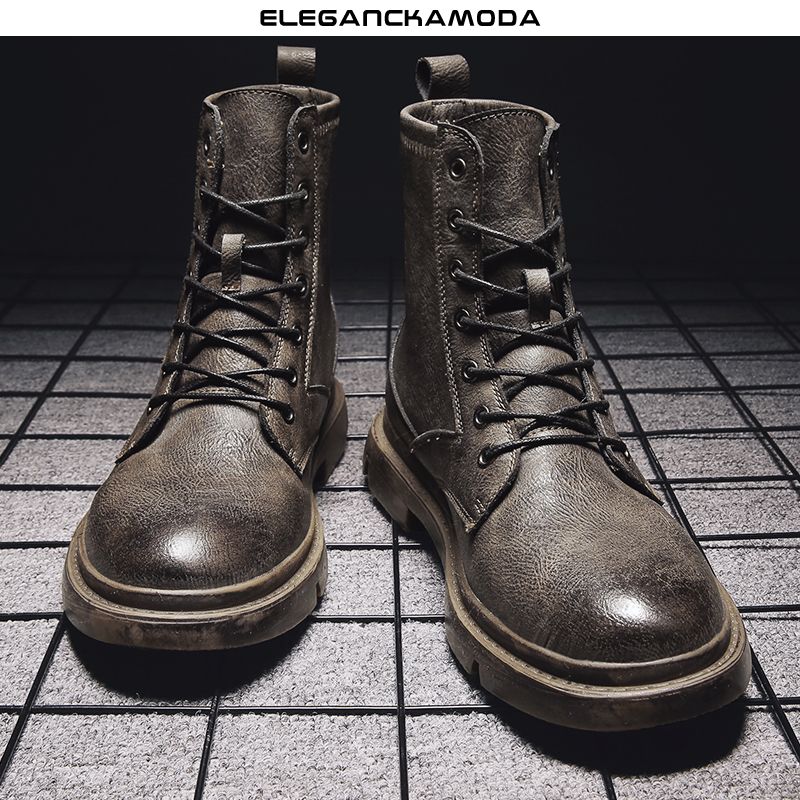 casual martin buty męskie modne buty lokomotywowe retro buty narzędziowe khaki