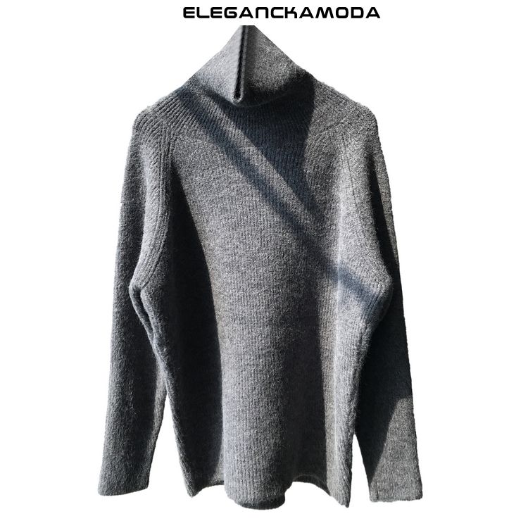 elegancki sweter damski zimowy nowy modny sweter szary