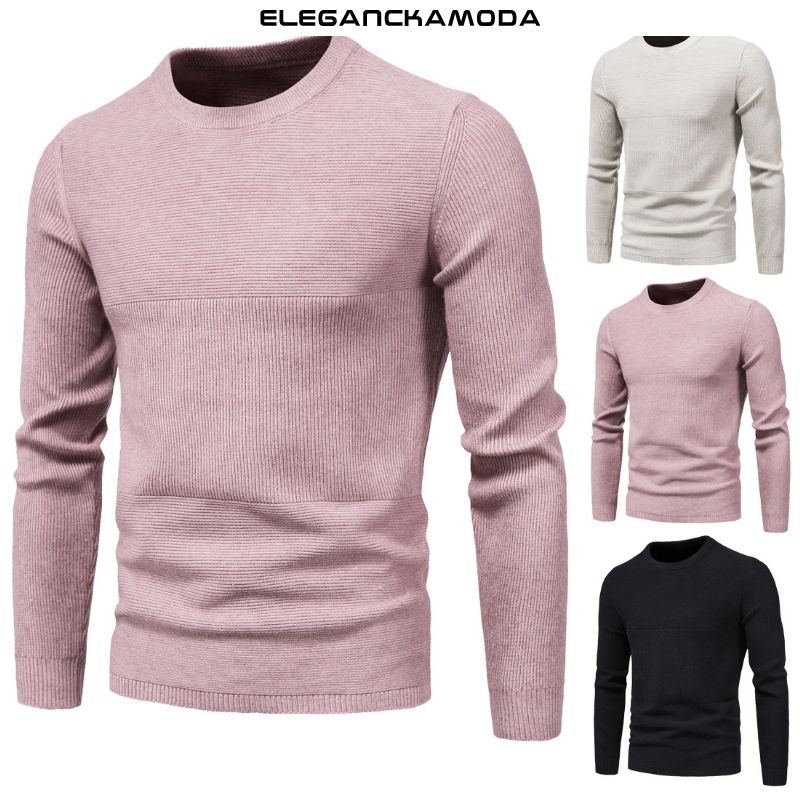 elegancki sweter męski modny miejski sport różowy