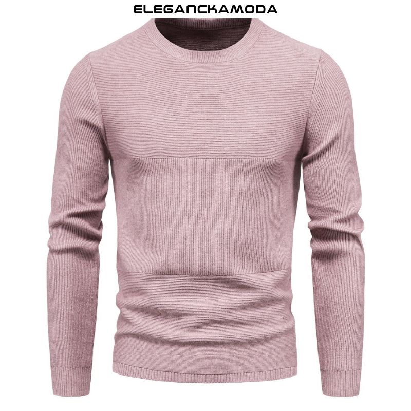 elegancki sweter męski modny miejski sport różowy