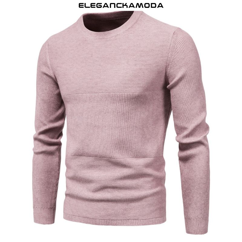 elegancki sweter męski modny miejski sport różowy