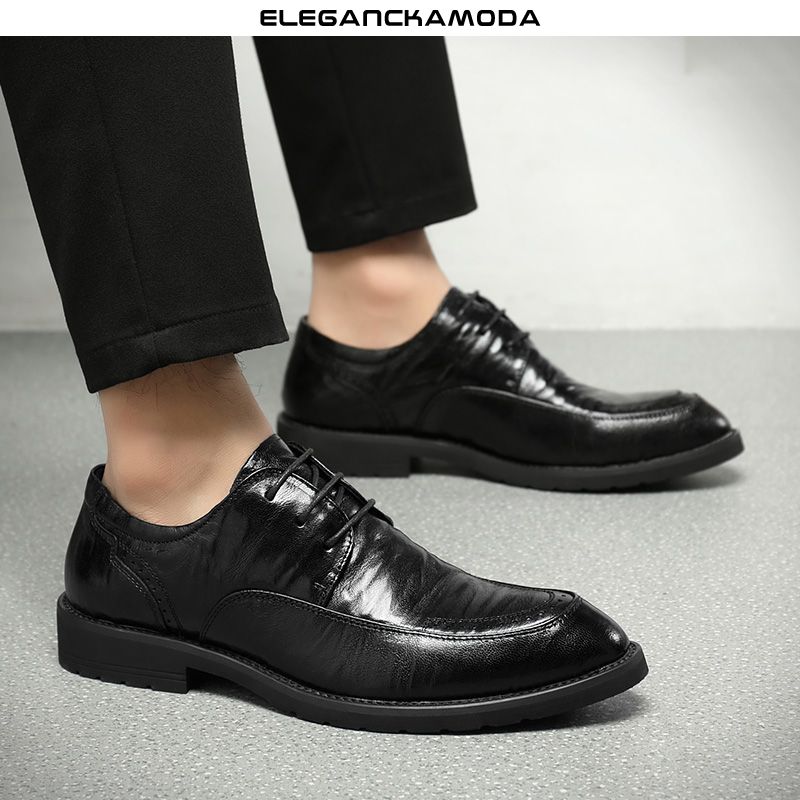 eleganckie męskie buty derby trend brytyjskie buty biznesowe czarne