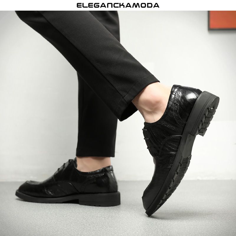 eleganckie męskie buty derby trend brytyjskie buty biznesowe czarne