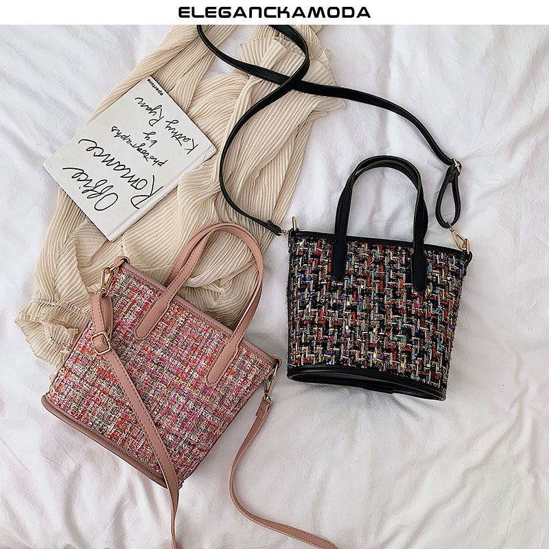 fashion women bucket bag modna torebka bucket bag skórzana obszywana czarna