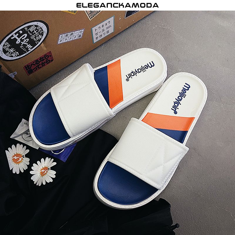 letnie męskie kapcie outdoorowe z grubą podeszwą trend casual beach sandals białe