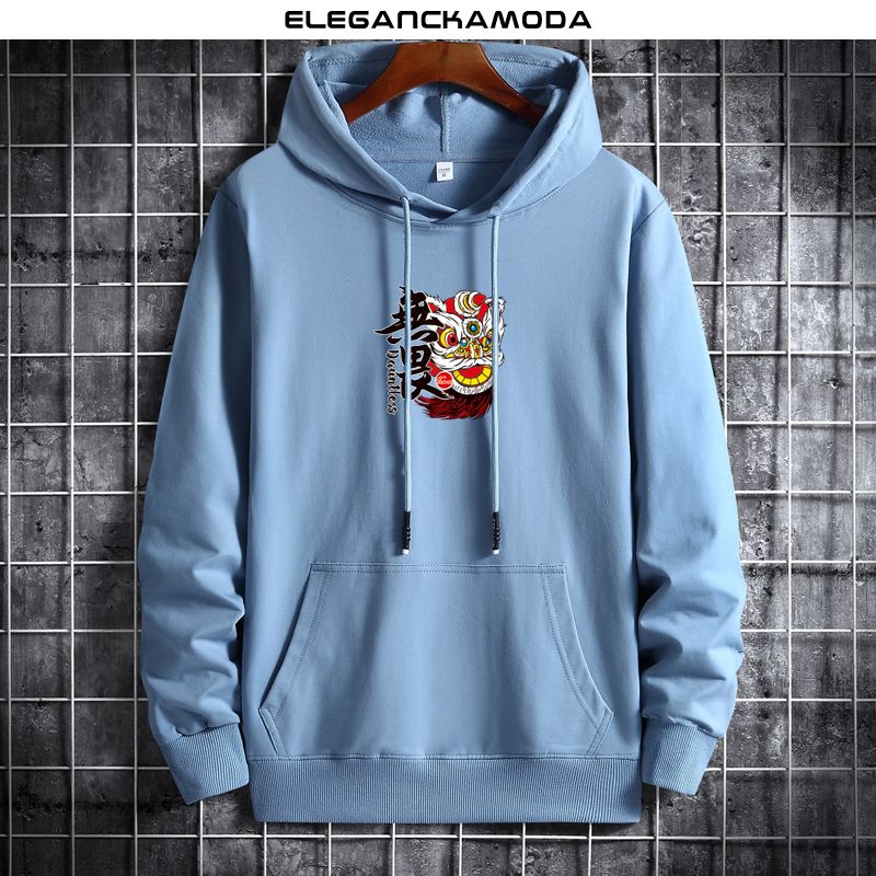 markowa bluza z kapturem hip hop męska bluza z kapturem trend blue