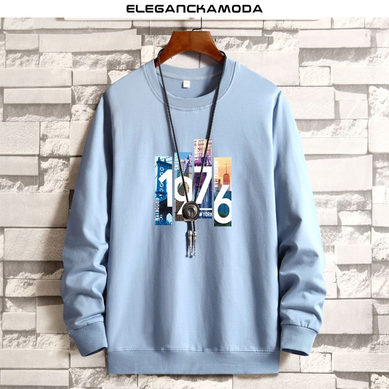 męska bluza z nadrukiem w stylu retro fashion blue