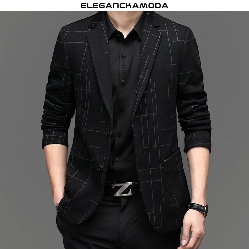 męska marynarka biznesowa slim striped exquisite black