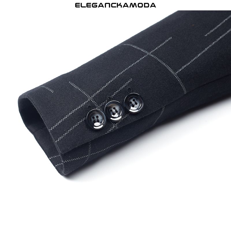 męska marynarka biznesowa slim striped exquisite black