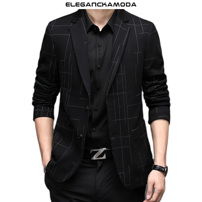 męska marynarka biznesowa slim striped exquisite black