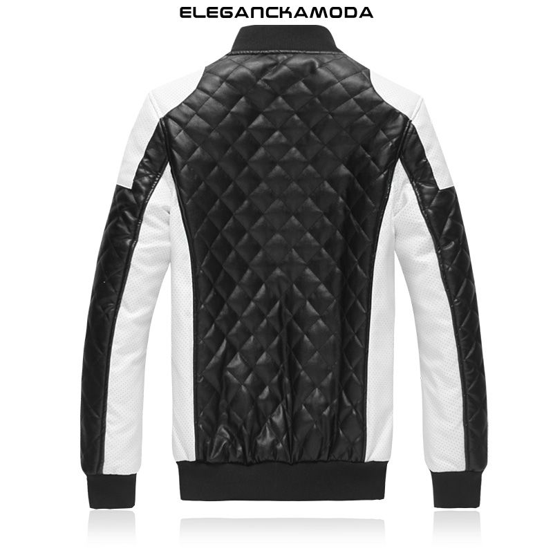 męska skórzana kurtka slim stand collar krótka kurtka motocyklowa trendy black