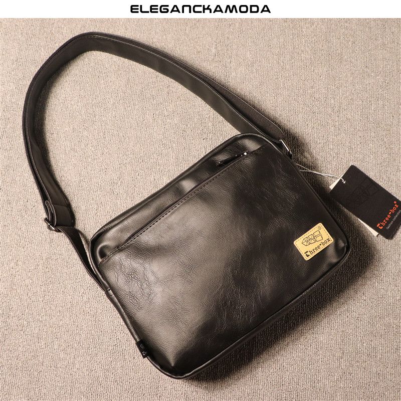 męska torebka na ramię pozioma torebka crossbody modna miękka skórzana torba brązowa