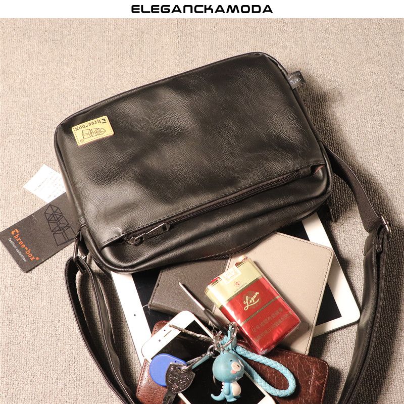 męska torebka na ramię pozioma torebka crossbody modna miękka skórzana torba brązowa