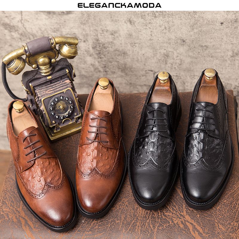 męskie buty brock derby business casual dress shoes duży rozmiar czarny