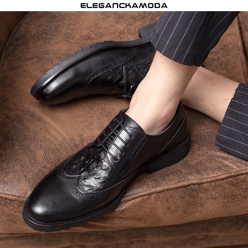 męskie buty brock derby business casual dress shoes duży rozmiar czarny