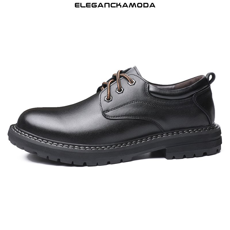 męskie buty derby zimowe buty z okrągłym noskiem casual dress shoes wszystkie mecze business black