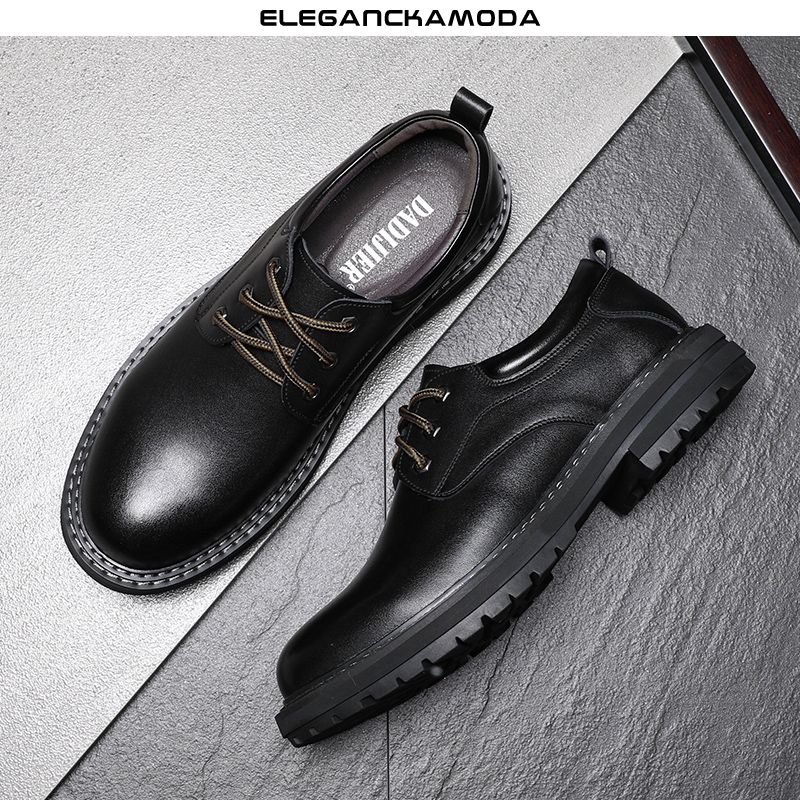 męskie buty derby zimowe buty z okrągłym noskiem casual dress shoes wszystkie mecze business black