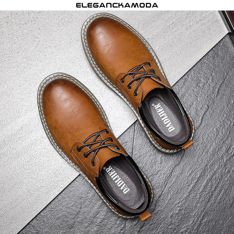 męskie buty derby zimowe buty z okrągłym noskiem casual dress shoes wszystkie mecze business black