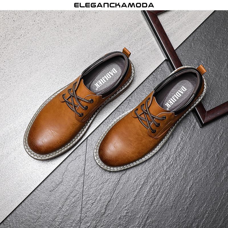 męskie buty derby zimowe buty z okrągłym noskiem casual dress shoes wszystkie mecze business black