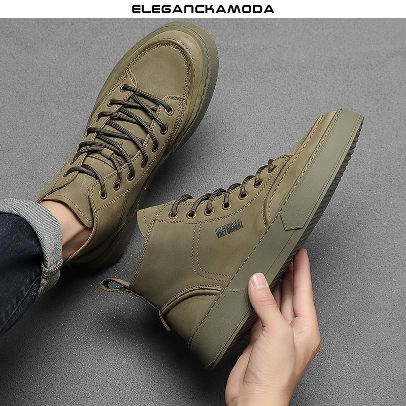 męskie buty martin na cały mecz moda na co dzień wysokie męskie buty khaki