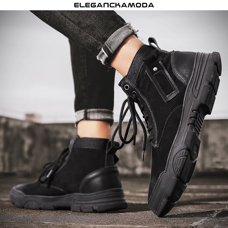 męskie buty narzędziowe outdoorowe retro pustynne czarne