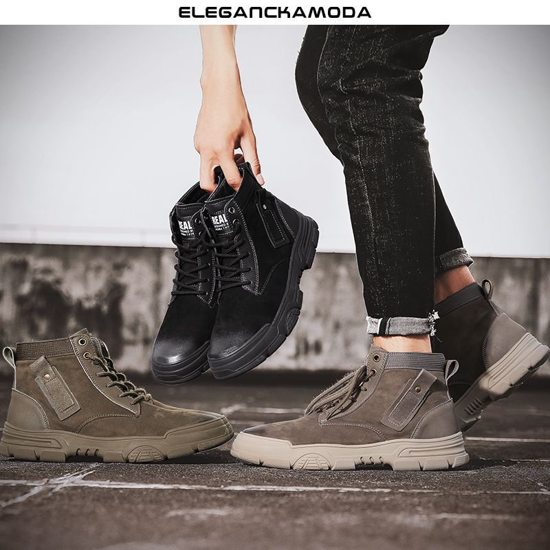 męskie buty narzędziowe outdoorowe retro pustynne czarne