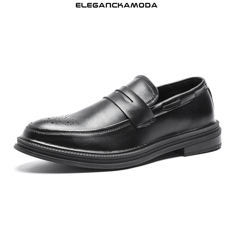 męskie mokasyny business casual soft leather dress shoes wygodne czarne