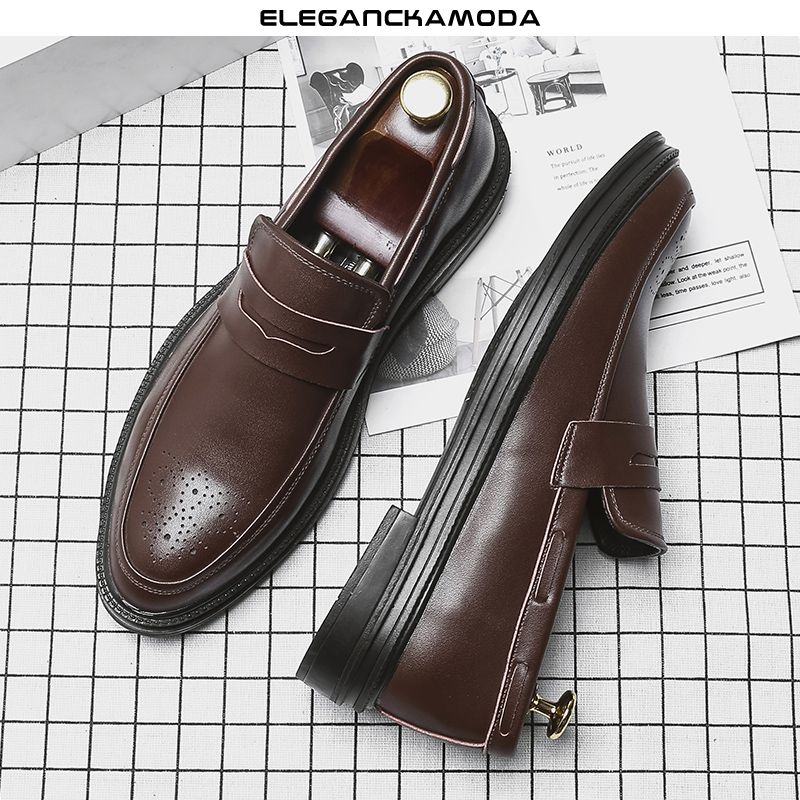 męskie mokasyny business casual soft leather dress shoes wygodne czarne