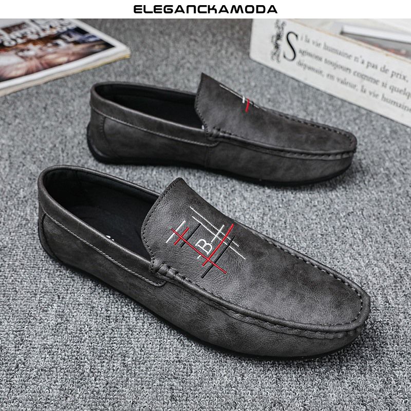 męskie mokasyny personality trend casual loafers grey