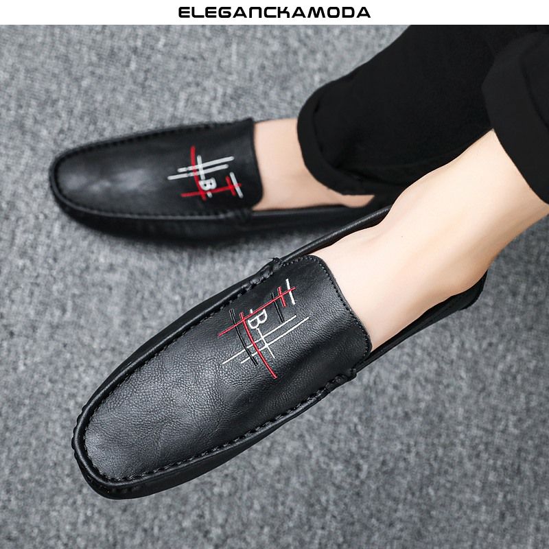 męskie mokasyny personality trend casual loafers grey