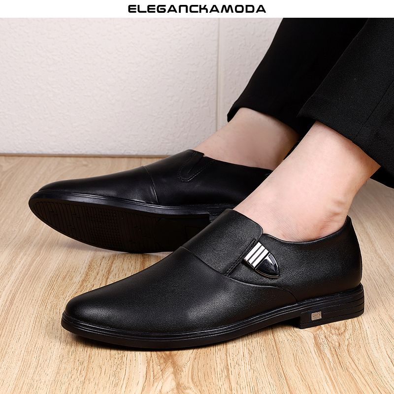 męskie skórzane buty typu monk business casual dress shoes wedding black