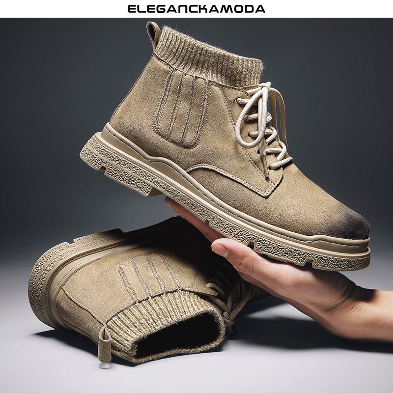 moda martin buty zimowe obuwie robocze obuwie dzianinowe obroża khaki