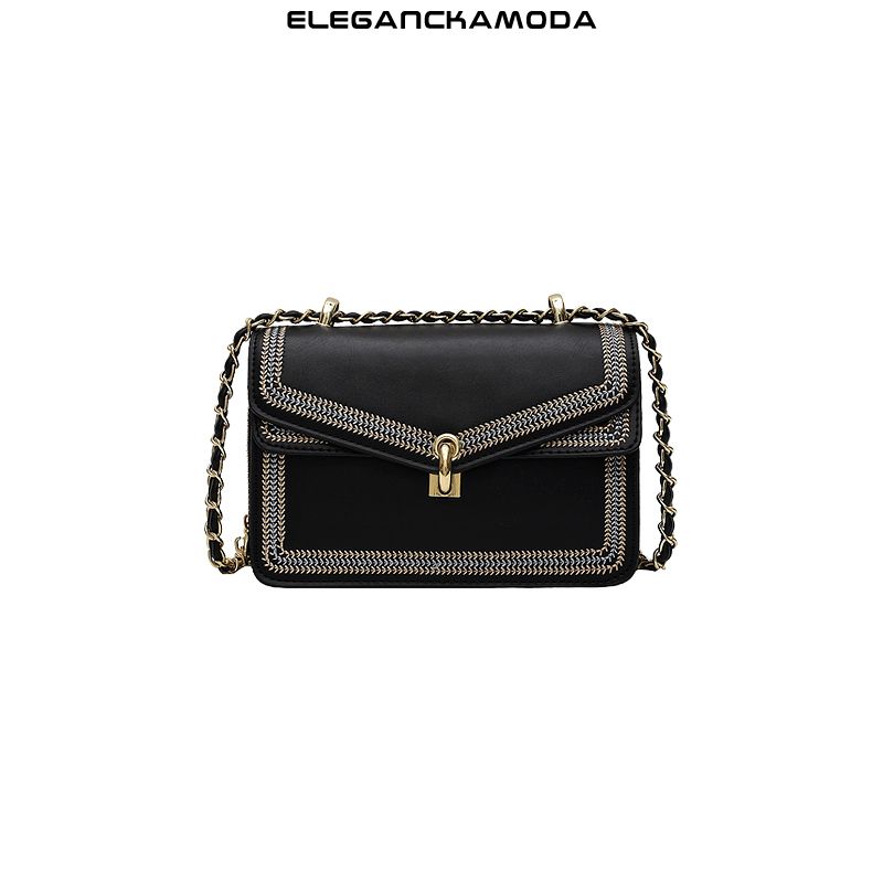 modna damska torba listonoszka mini torba na ramię w stylu retro flip buckle chain niebieska