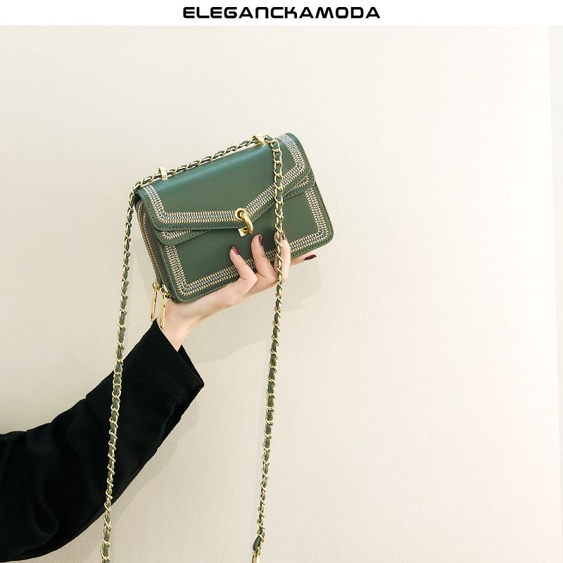 modna damska torba listonoszka mini torba na ramię w stylu retro flip buckle chain niebieska