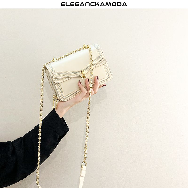 modna damska torba listonoszka mini torba na ramię w stylu retro flip buckle chain niebieska