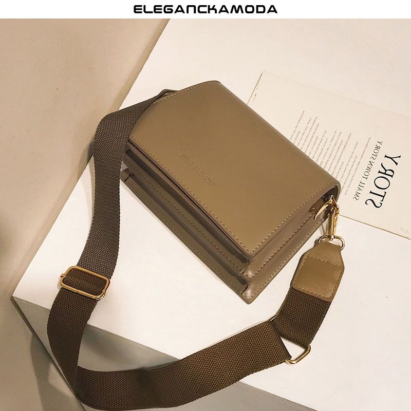 modna damska torba na ramię duża torebka crossbody z klapką w kolorze khaki