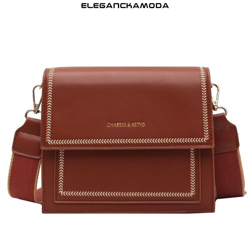 modna damska torebka na ramię w stylu retro flip crossbody torba skórzany pasek na ramię brązowy