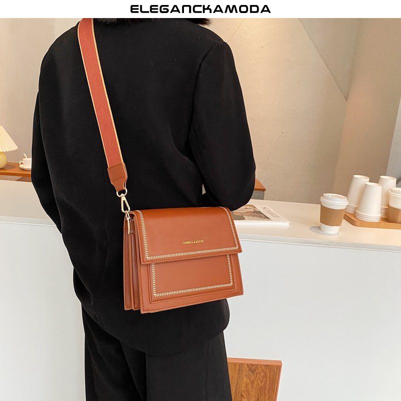 modna damska torebka na ramię w stylu retro flip crossbody torba skórzany pasek na ramię brązowy