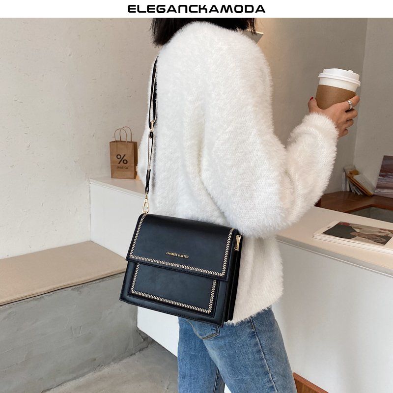 modna damska torebka na ramię w stylu retro flip crossbody torba skórzany pasek na ramię brązowy