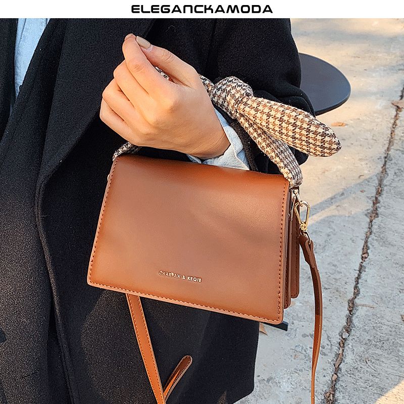 modna damska torebka retro torba na ramię flip brown