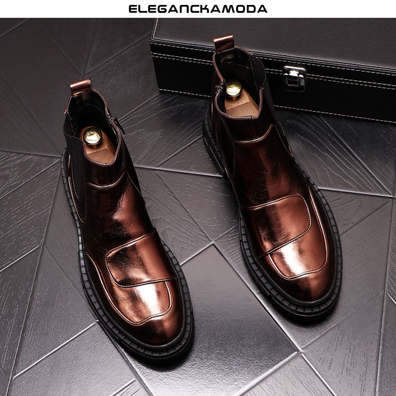 modne męskie buty chelsea trend gumowe botki srebrne