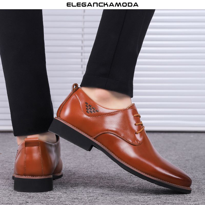 modne męskie buty derby chukka pointed toe business casual groom czarny