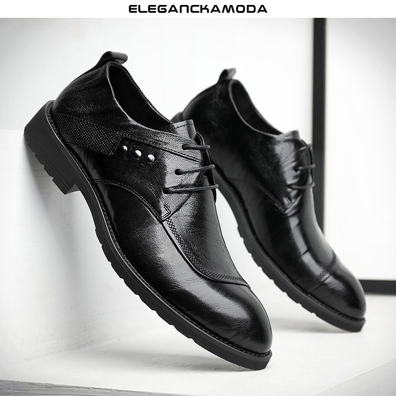 modne męskie buty derby oryginalne skórzane buty biznesowe eleganckie czarne