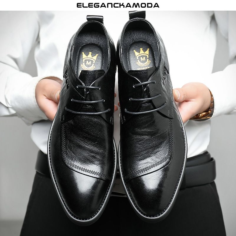 modne męskie buty derby oryginalne skórzane buty biznesowe eleganckie czarne