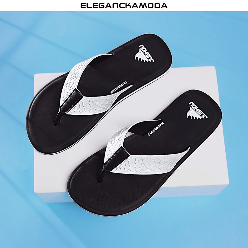 modne męskie japonki outdoor tłoczone codzienne buty plażowe szare