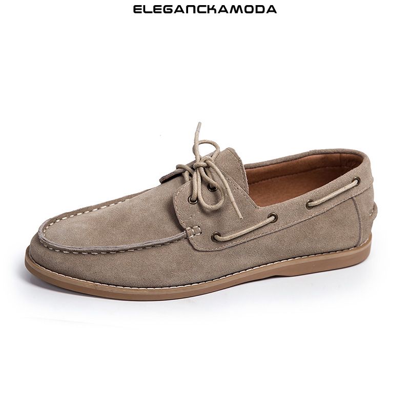 modne męskie mokasyny skórzane casual retro mokasyny matowa skóra khaki